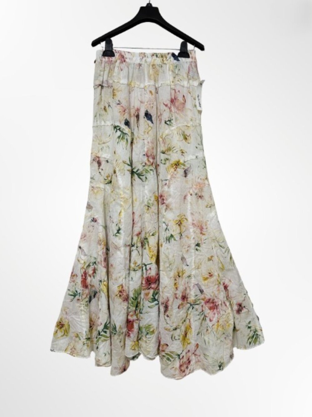 THE NU VINTAGE Floral Cotton Gauze Maxi Skirt Pink Yellow S NWT